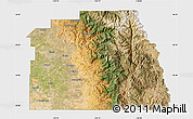Satellite Map of Tulare County, single color outside