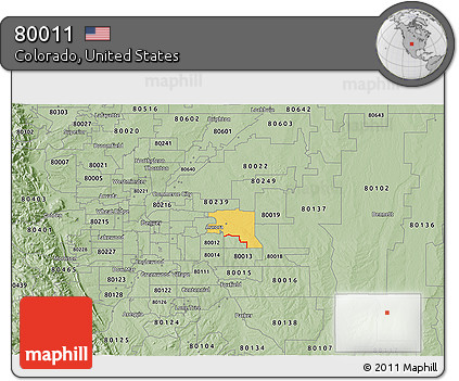 Savanna Style 3D Map of ZIP Code 80011