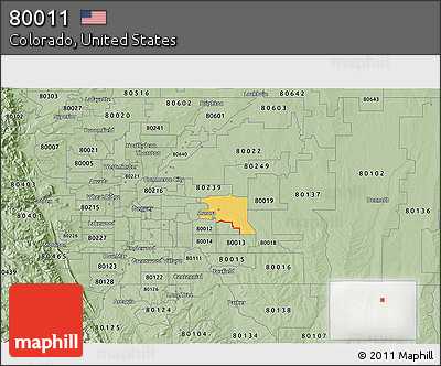 Savanna Style 3D Map of ZIP Code 80011