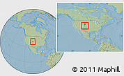 Savanna Style Location Map of ZIP code 80011, within the entire country, hill shading