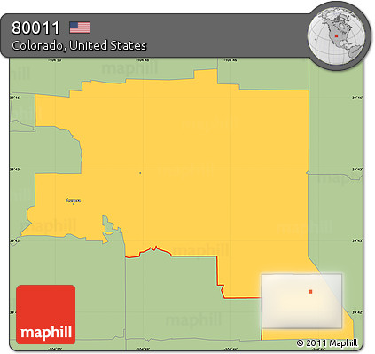 Savanna Style Simple Map of ZIP Code 80011