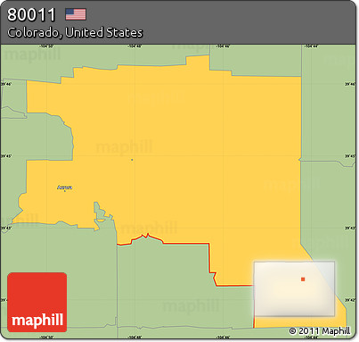 Savanna Style Simple Map of ZIP Code 80011