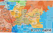 Satellite 3D Map of ZIP codes starting with 802, political shades outside