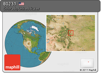 Satellite Location Map of ZIP Code 80231