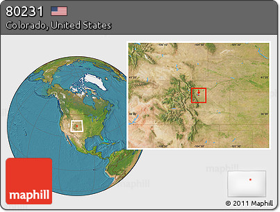 Satellite Location Map of ZIP Code 80231