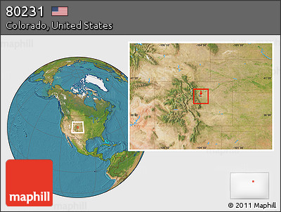 Satellite Location Map of ZIP Code 80231