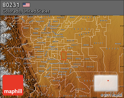 Physical Map of ZIP Code 80231