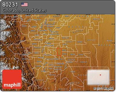 Physical Map of ZIP Code 80231