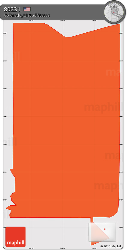 Political Simple Map of ZIP Code 80231, cropped outside
