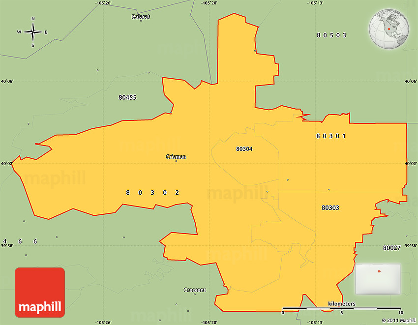 Savanna Style Simple Map of ZIP Codes Starting with 803