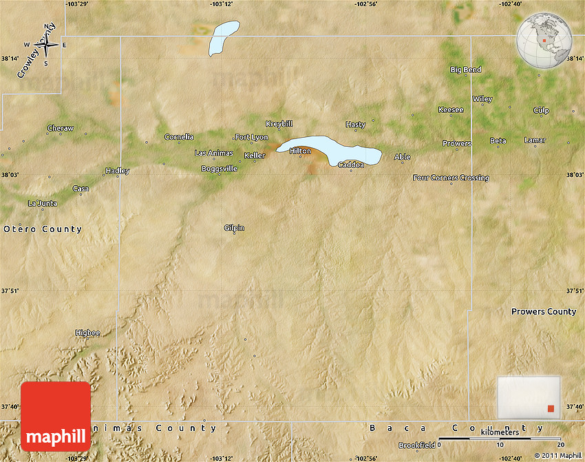 Satellite Map of Bent County