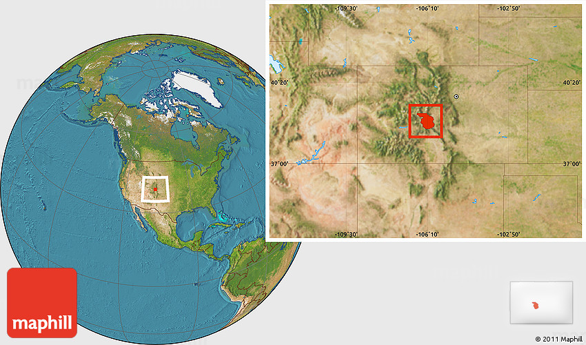 Satellite Location Map of Chaffee County
