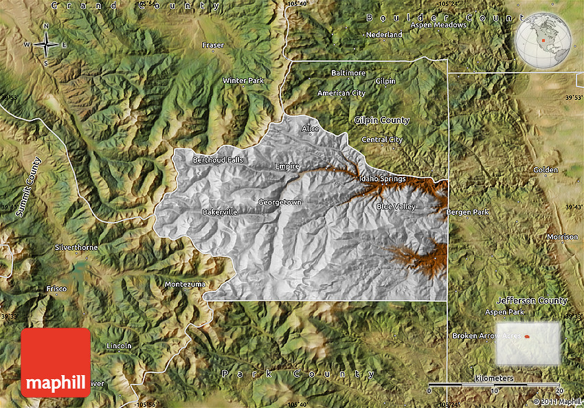 Clear Creek County Map Physical Map Of Clear Creek County, Satellite Outside