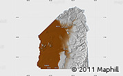 Physical Map of Costilla County, single color outside