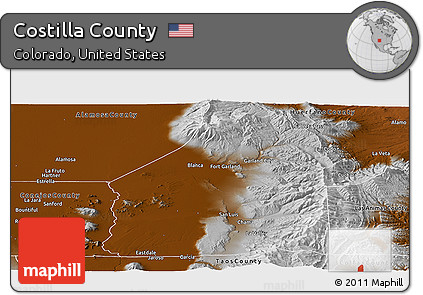 Physical Panoramic Map of Costilla County