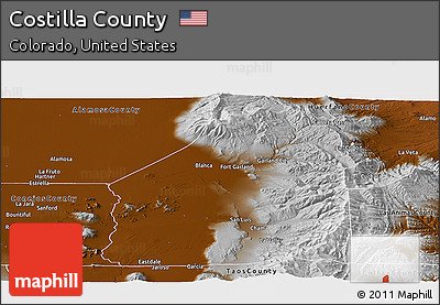 Physical Panoramic Map of Costilla County