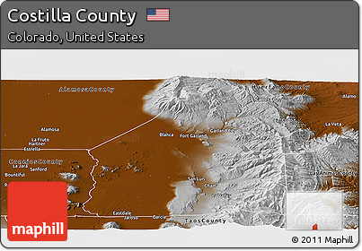 Physical Panoramic Map of Costilla County