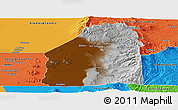 Physical Panoramic Map of Costilla County, political outside