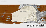 Shaded Relief Panoramic Map of Costilla County, physical outside