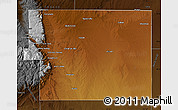 Physical Map of El Paso County, darken