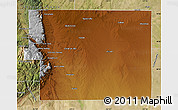 Physical Map of El Paso County, satellite outside