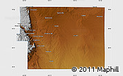 Physical Map of El Paso County, single color outside