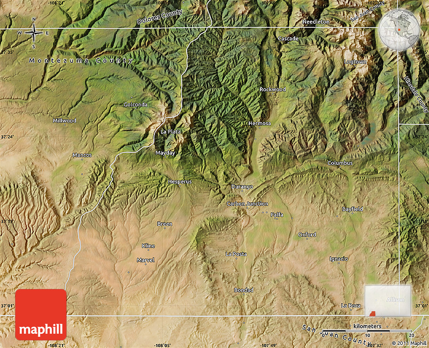 Satellite Map of La Plata County