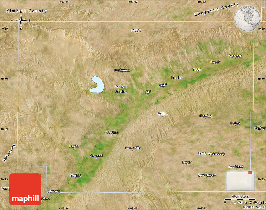 Satellite Map of Logan County