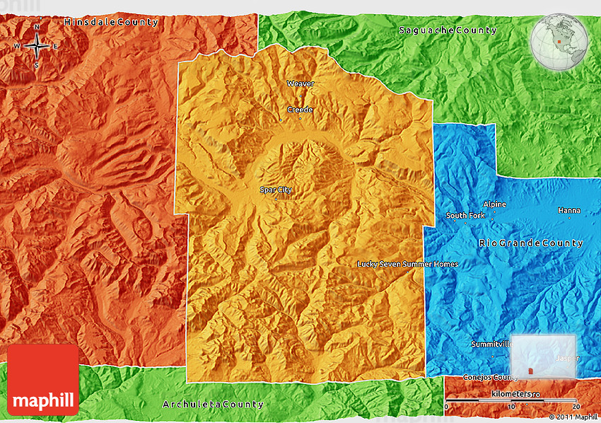Political 3D Map of Mineral County