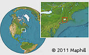 Satellite Location Map of ZIP code 06111, highlighted county