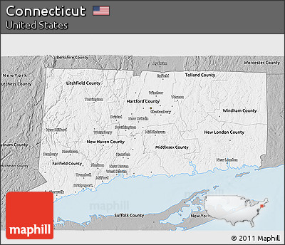Gray 3D Map of Connecticut