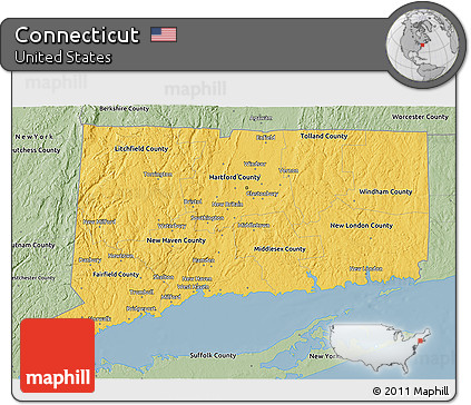 Savanna Style 3D Map of Connecticut