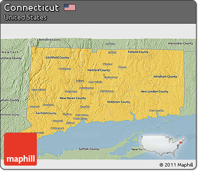 Savanna Style 3D Map of Connecticut