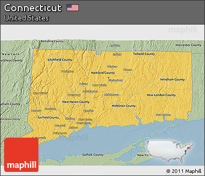 Savanna Style 3D Map of Connecticut