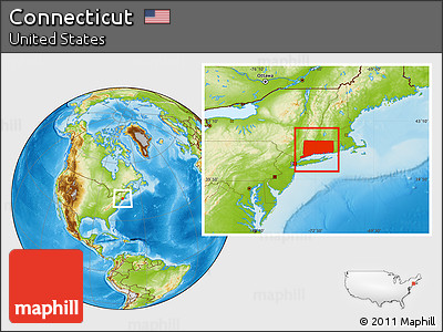 Physical Location Map of Connecticut