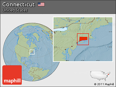 Savanna Style Location Map of Connecticut, hill shading