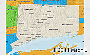 Shaded Relief Map of Connecticut, political outside