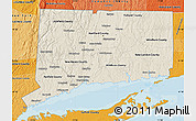 Shaded Relief Map of Connecticut, political shades outside