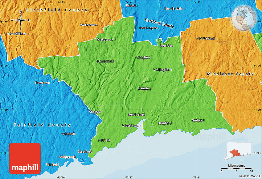 Political Map of New Haven County