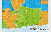 Physical Map of New London County, political outside