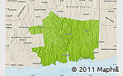 Physical Map of New London County, shaded relief outside