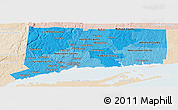 Political Shades Panoramic Map of Connecticut, lighten