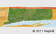 Satellite Panoramic Map of Connecticut, political shades outside