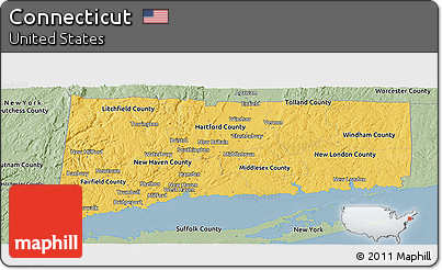 Savanna Style Panoramic Map of Connecticut