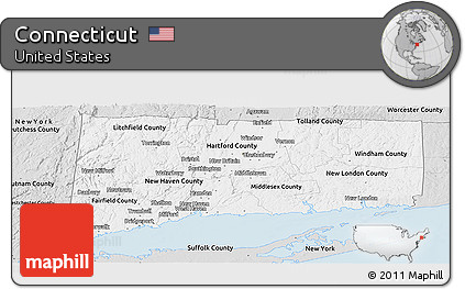Silver Style Panoramic Map of Connecticut