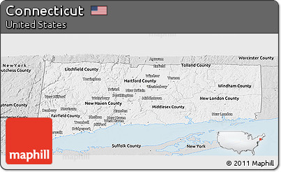Silver Style Panoramic Map of Connecticut