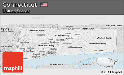 Silver Style Panoramic Map of Connecticut