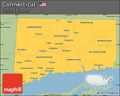 Savanna Style Simple Map of Connecticut