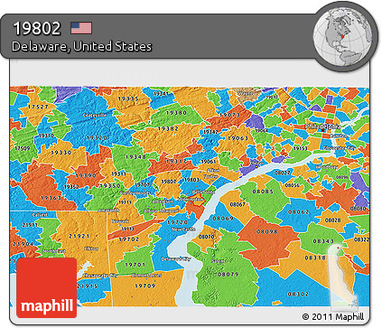 Political 3D Map of ZIP Code 19802
