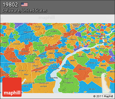 Political 3D Map of ZIP Code 19802